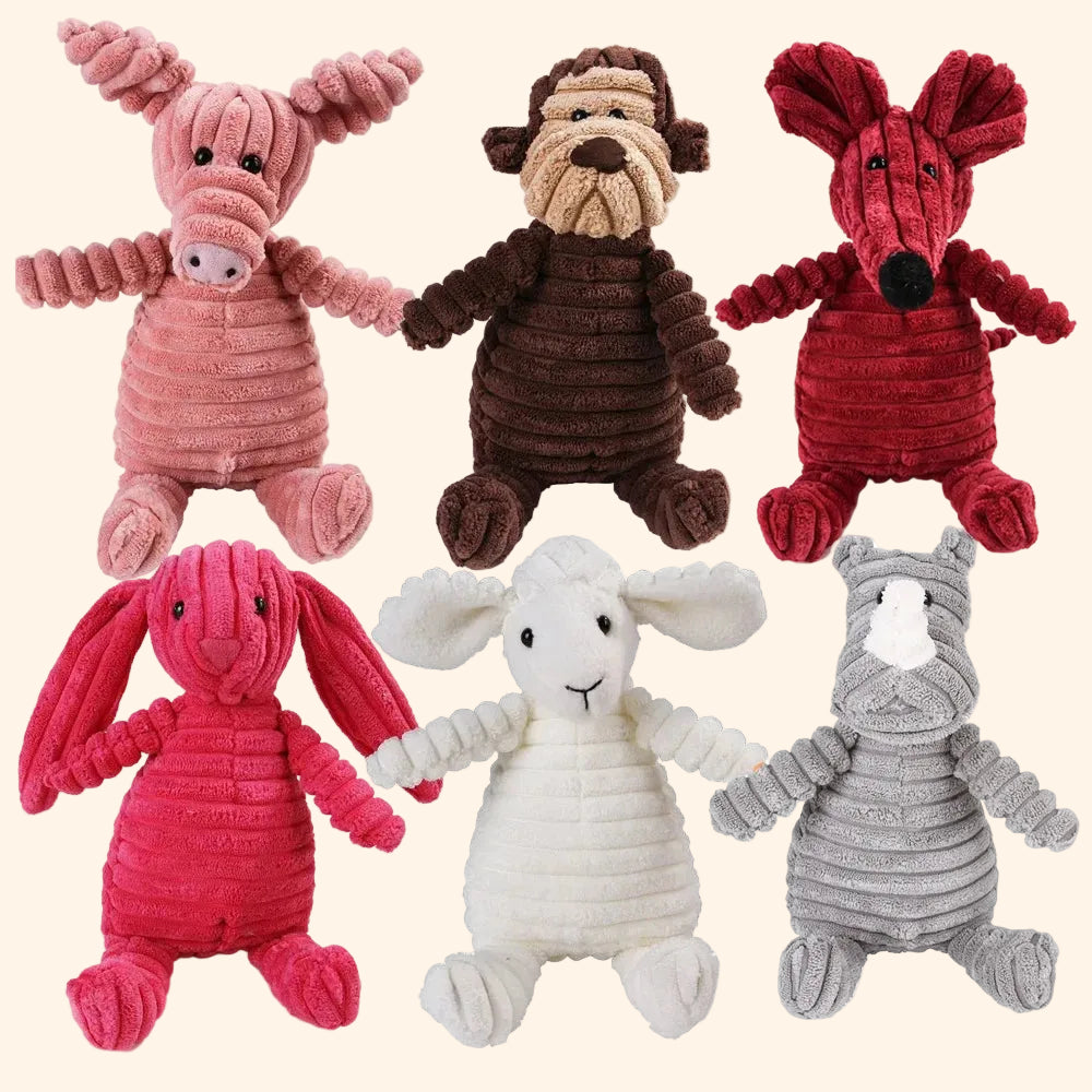 Zou-Zoo fluwelen pluche hondenspeeltje - antistress speeltje voor de kiezen