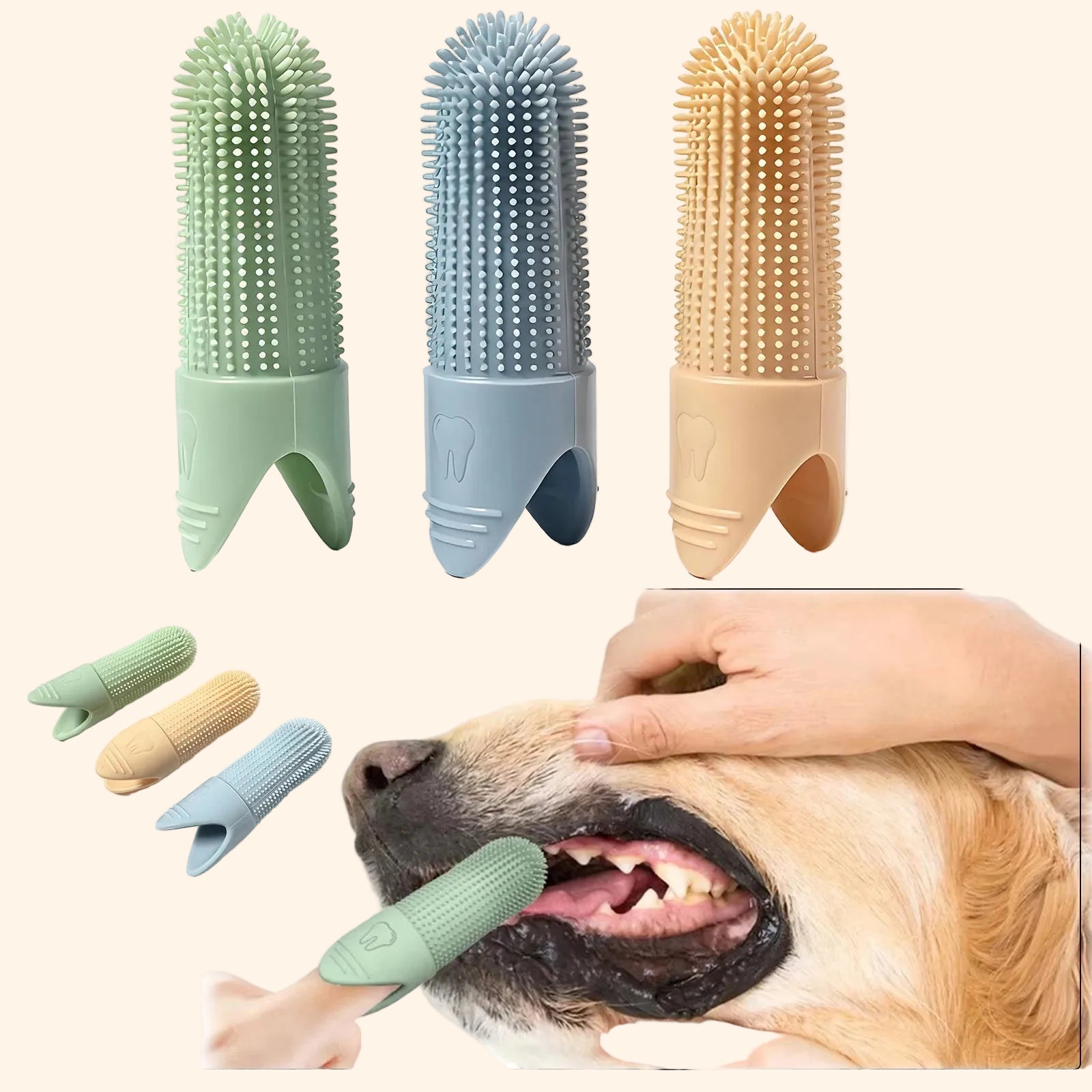 360° vingertandenborstel voor honden en katten