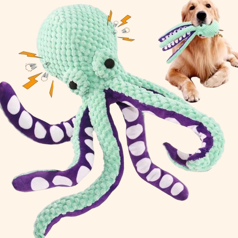 Interactieve pluche octopus voor honden - Geluidmakend anti-vervelingsspeeltje