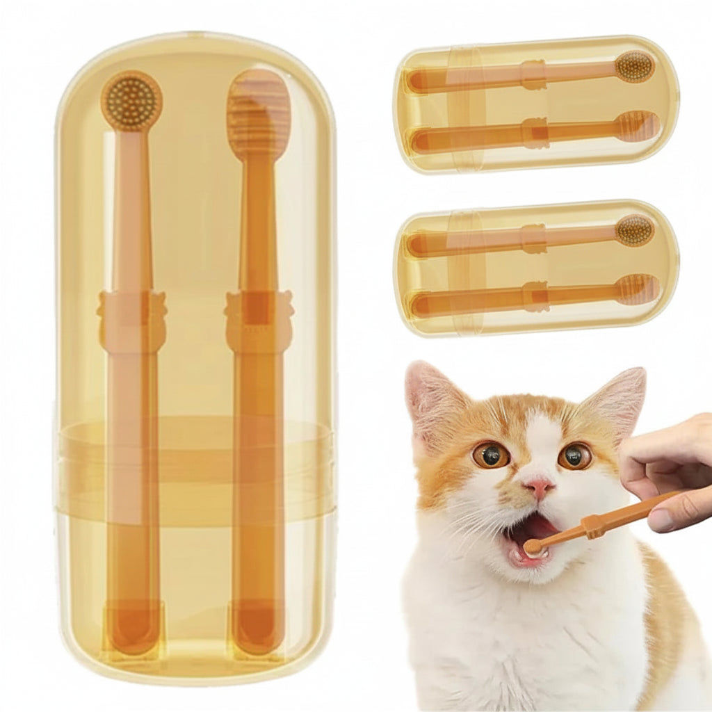 Kit Brosse à Dents pour Chat et Chien - Silicone Souple 360° avec Dentifrice